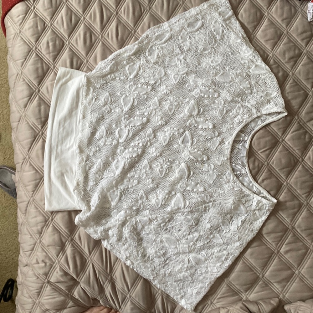 Anne Fontaine white butterfly lace banded top Style name - “AMANY” Size 42
